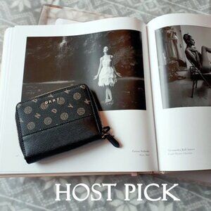NWT DKNY black & taupe monogram small wallet